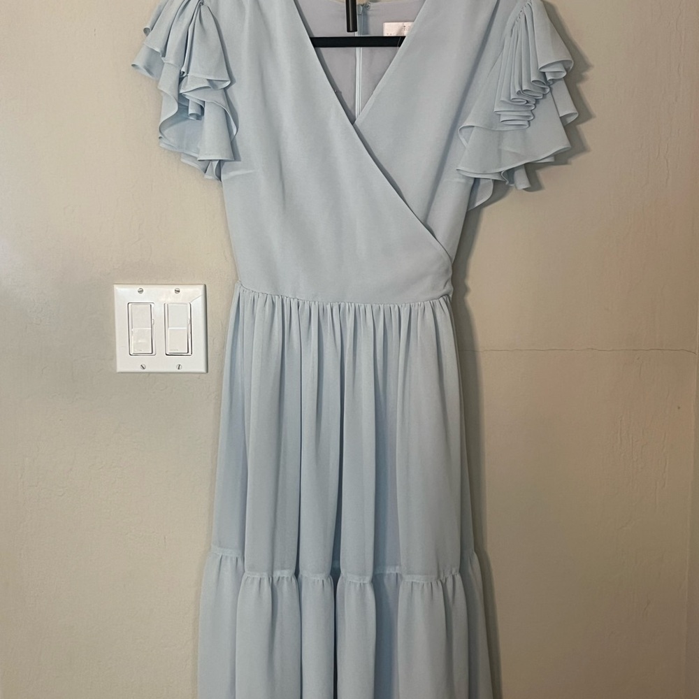 NWT Rachel Parcell Blue Flutter Sleeve Midi Dress